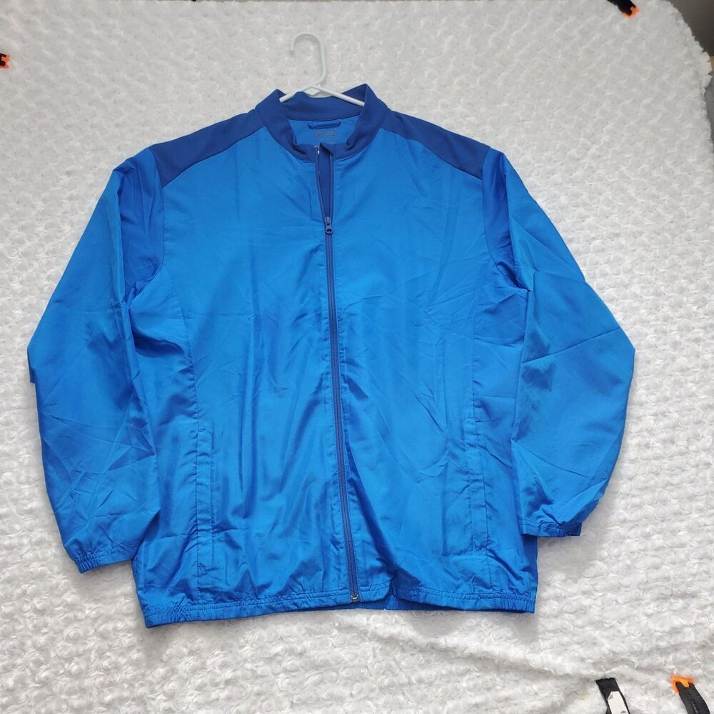 adidas Golf Windbreaker Jacket Mens XL Blue Full Zip Vented Back Lightweight